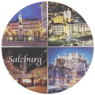 Salzburg Foto Magnet Fotomagnet Kühlschrank Souvenir Austria Österreich Glitzer Rund
