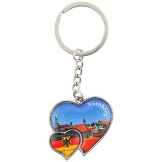 Nürnberg Schlüsselanhänger 2 Herzen Burg Keyring Franken...