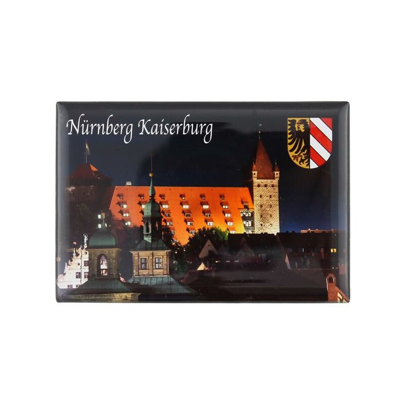 Nürnberg Epoxy Foto Magnet Fotomagnet Deluxe Kaiserburg Burg bei Nacht Franken