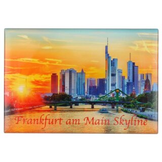 Epoxy Foto Magnet Deluxe Frankfurt am Main Skyline Schrift Rot