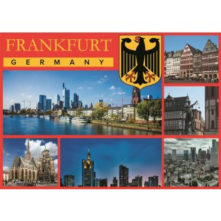 Epoxy Foto Magnet Deluxe Frankfurt am Main Postkarte Design Rot Deutschland Brd