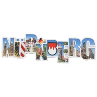 Nürnberg Schriftzug Polyresin Fotodruck Handbemalt...