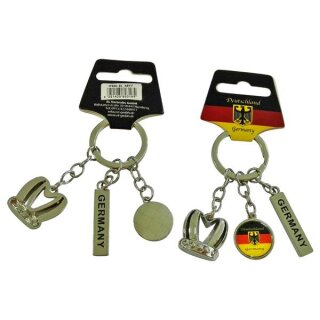Schlüsselanhänger Deutschland Germany Krone Handarbeit Metall Silber