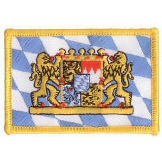 Bayern mit Löwen kleine Staatswappen Aufnäher / Patch 4x6 cm