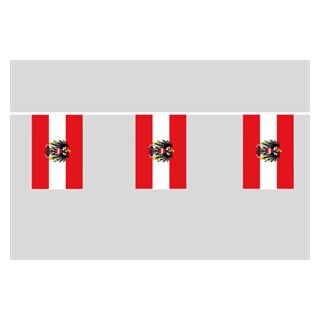 Österreich mit Wappen Flaggenkette 6 Meter / 8 Flaggen